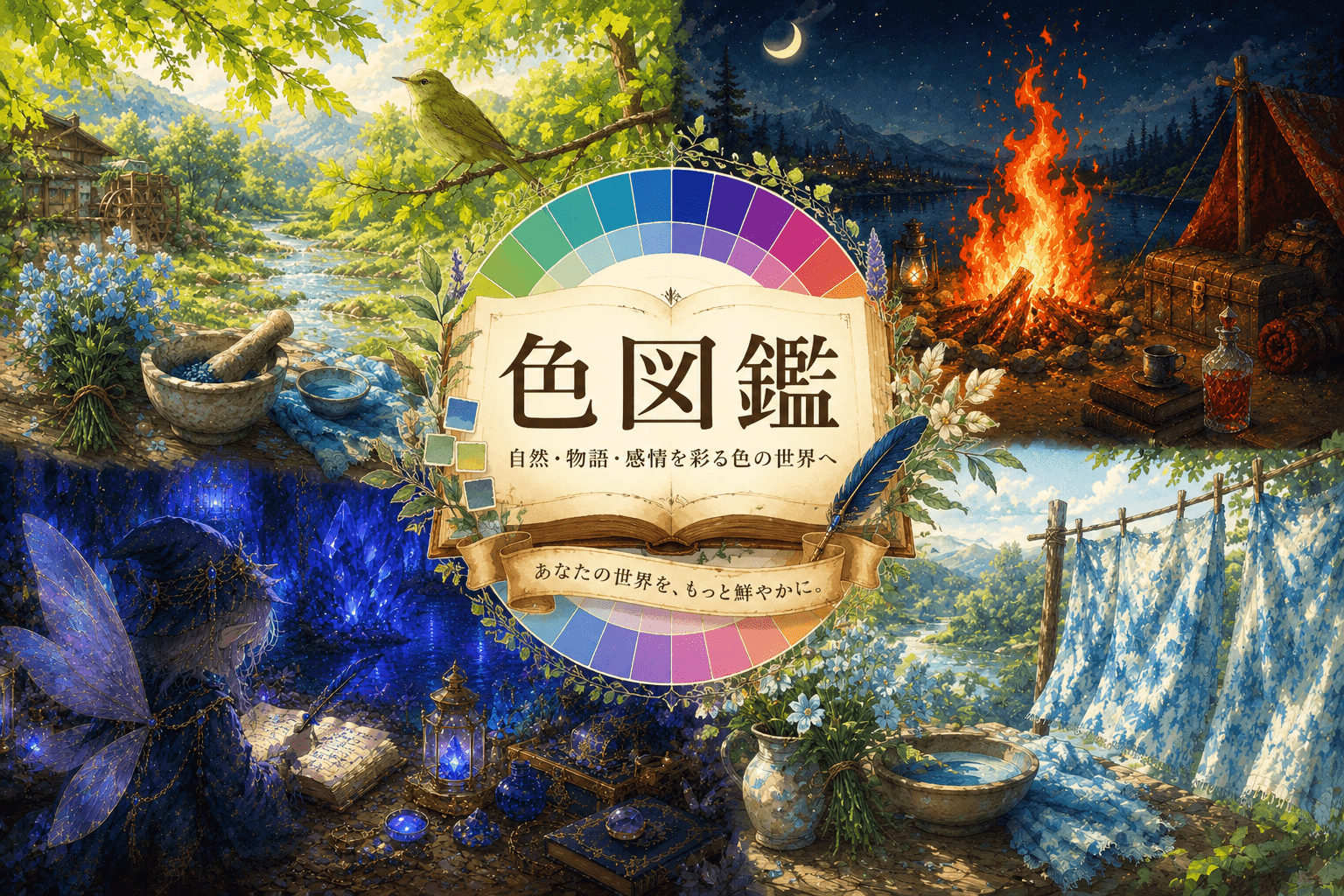 自然、物語、伝統、感情を色で表した色図鑑のイメージ
